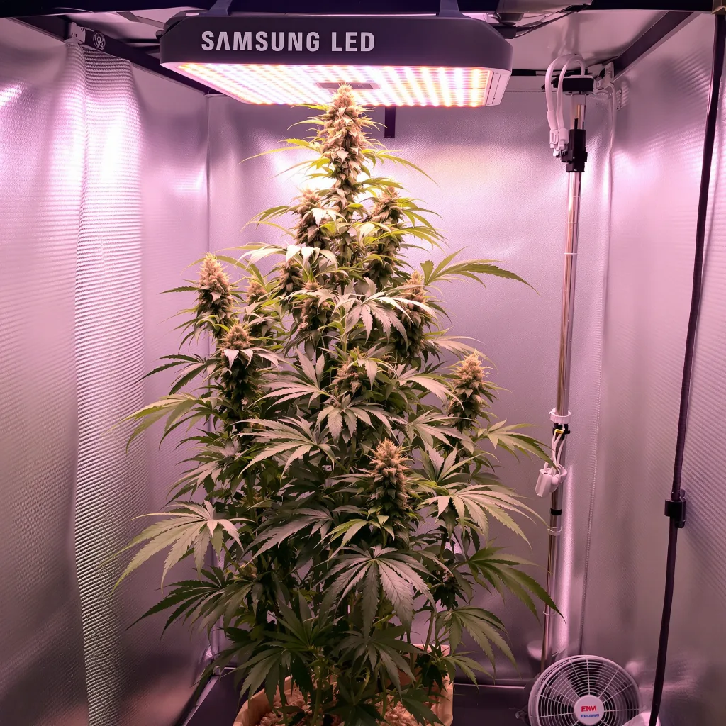 Dizzy OG 16% indica / 84% sativa flower with visible trichomes