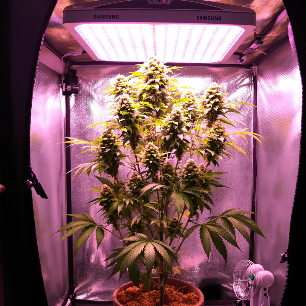 Do-Si-Dos 50% indica / 40% sativa flower with visible trichomes