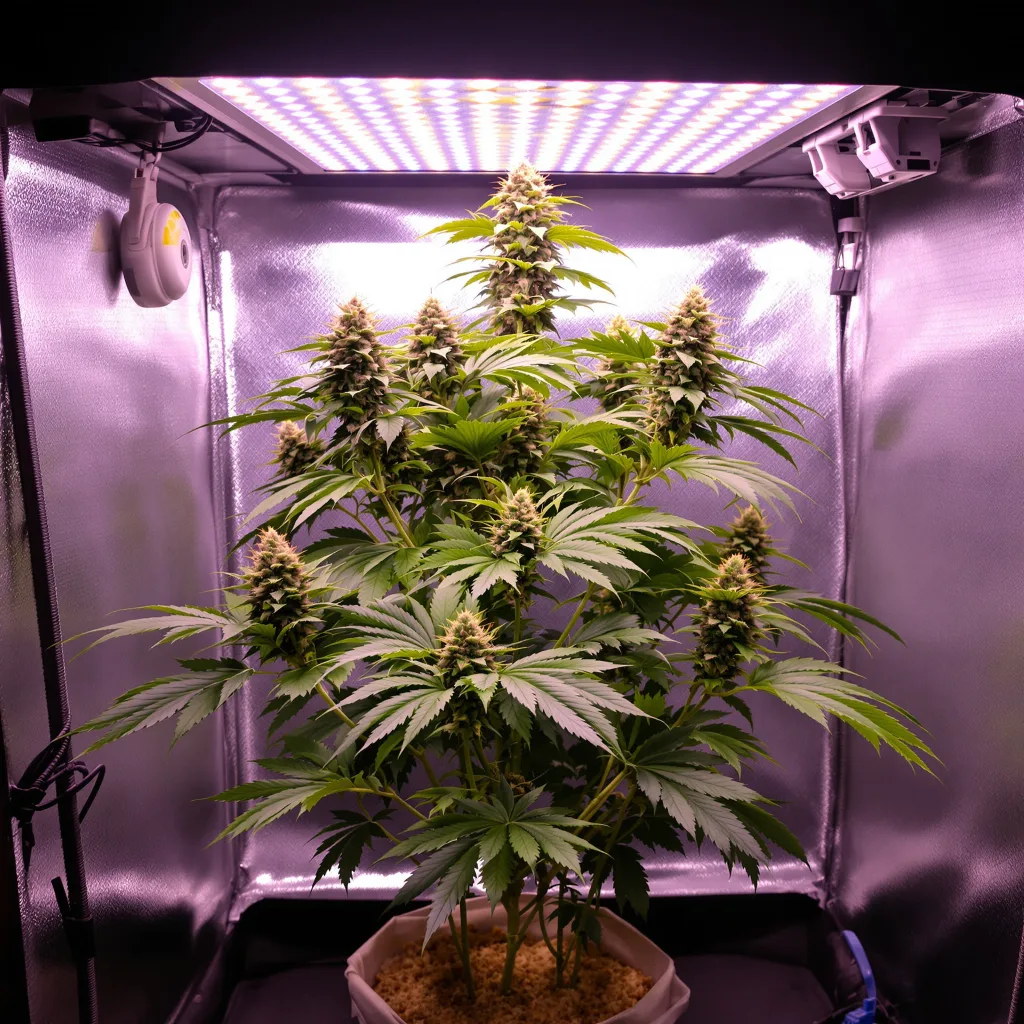 Dogwalker OG 78% indica / 22% sativa flower with visible trichomes