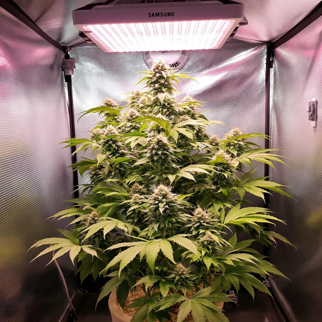 Dogwalker OG 78% indica / 22% sativa flower with visible trichomes