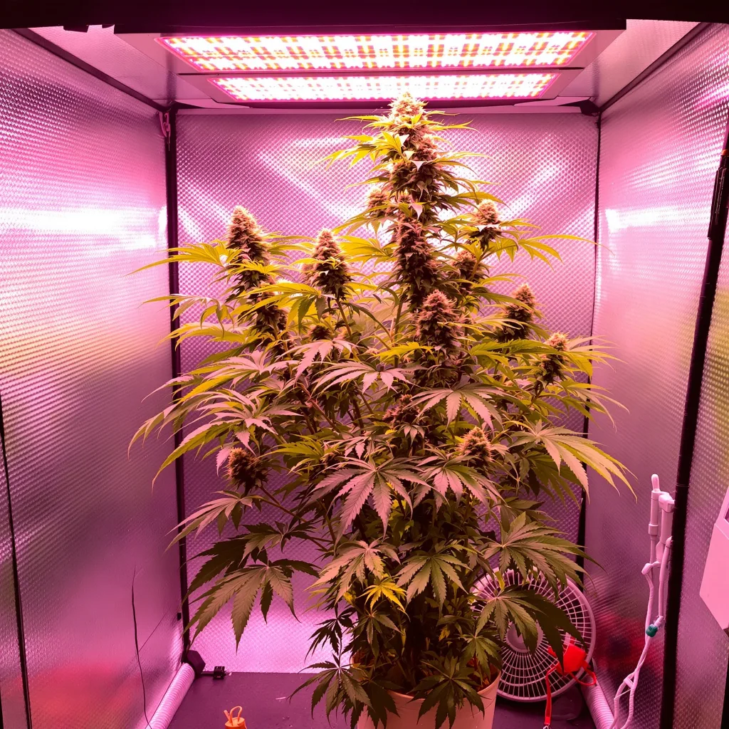 Domino 12% indica / 88% sativa flower with visible trichomes