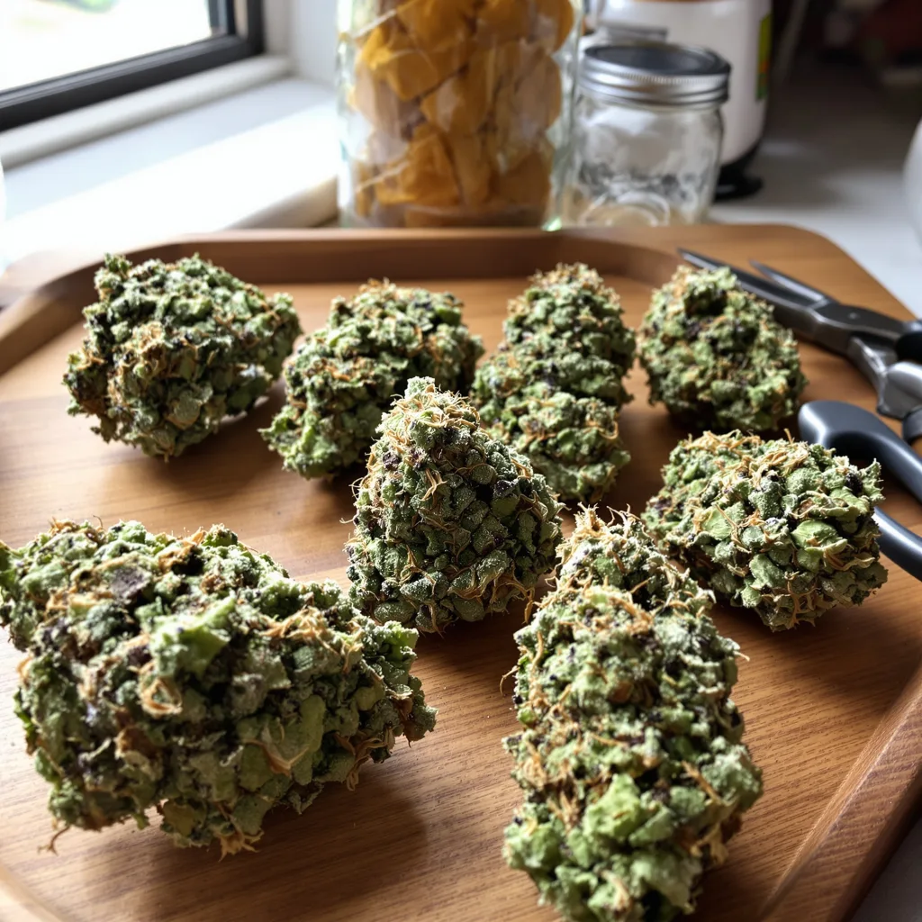 Donna OG 50% indica / 50% sativa flower with visible trichomes