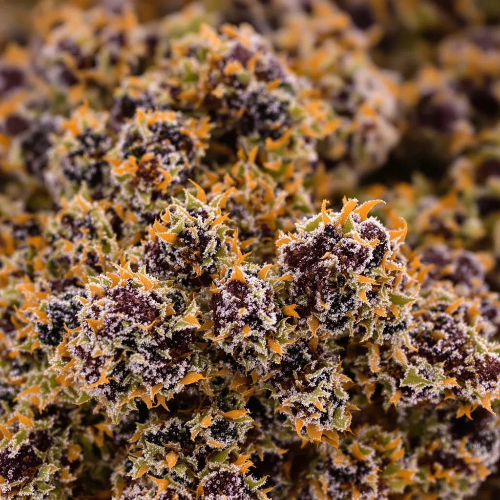 Dorit cannabis bud close-up showing dense purple-tinged calyxes