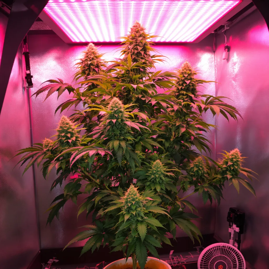 Double Bubble 45% indica / 55% sativa flower with visible trichomes