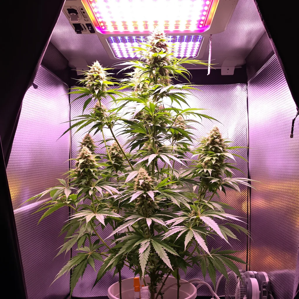 Double Dream 16% indica / 84% sativa flower with visible trichomes