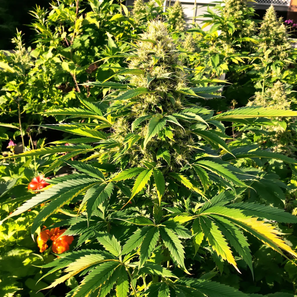 Dr. Funk 72% indica / 28% sativa flower with visible trichomes