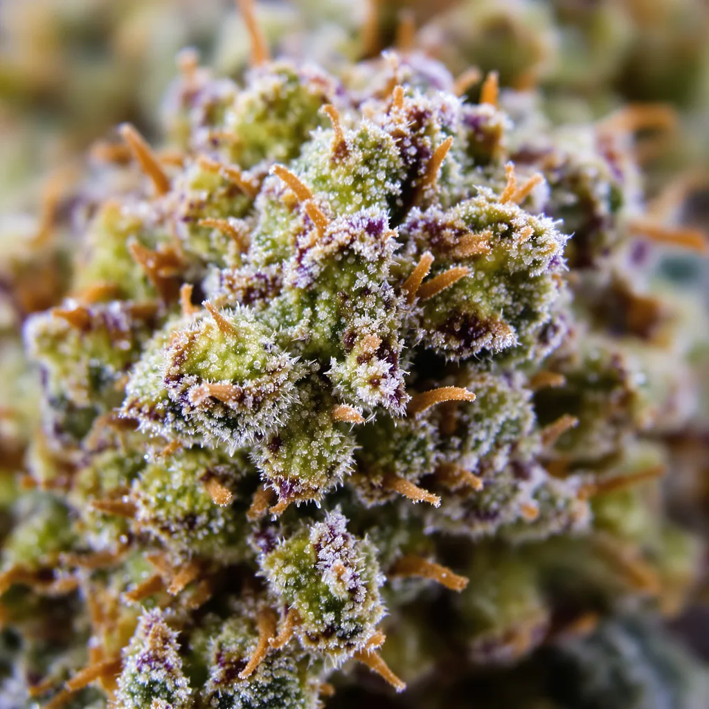 Dr. Who cannabis bud close-up showing balanced bud structure with frosted trichomes