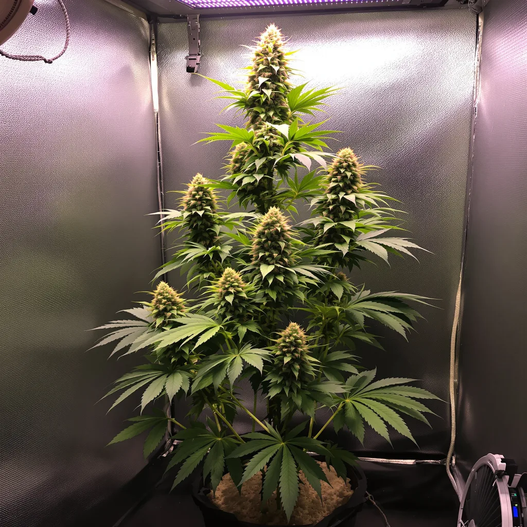 Durban Poison 50% indica / 90% sativa flower with visible trichomes