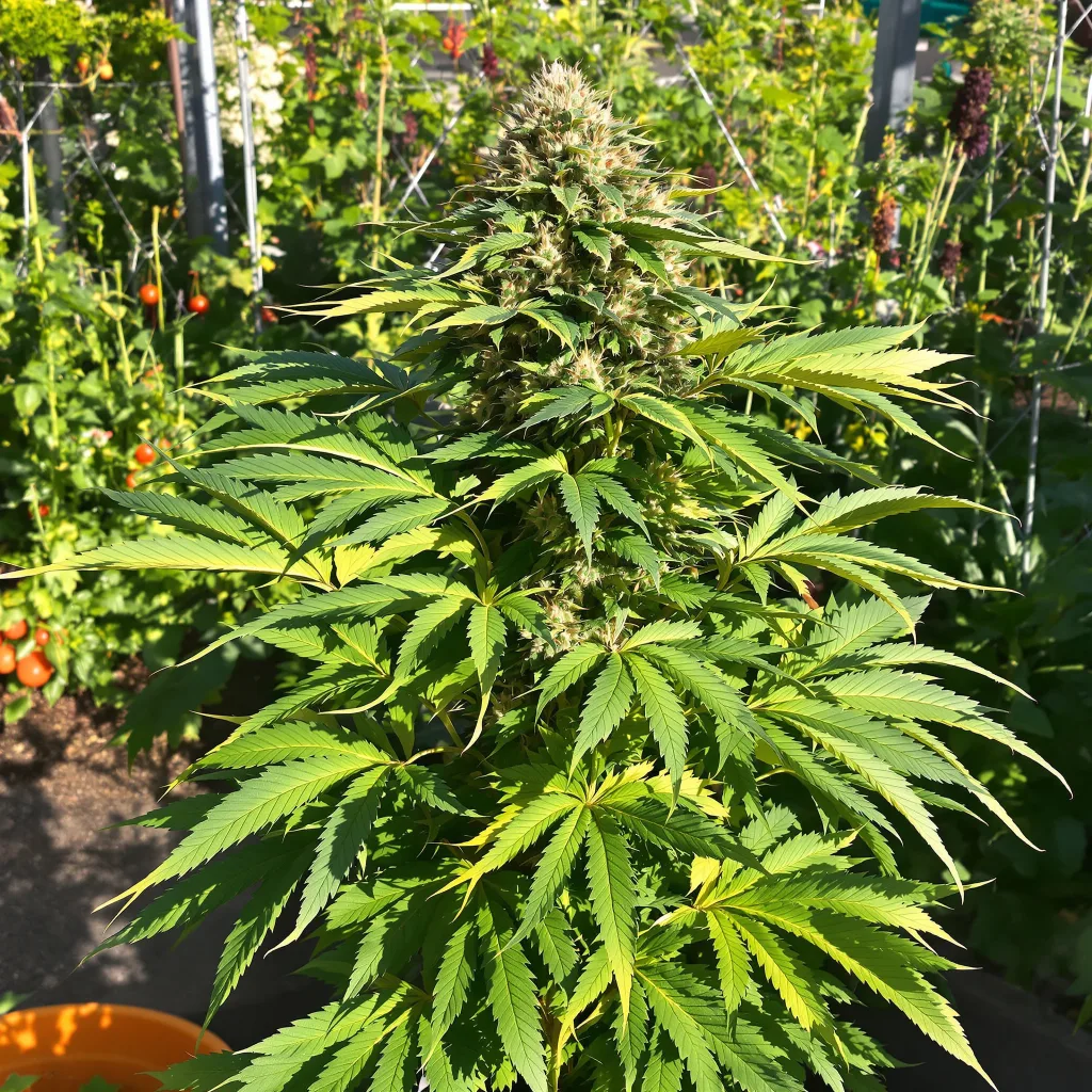 Durga Mata 77% indica / 23% sativa flower with visible trichomes
