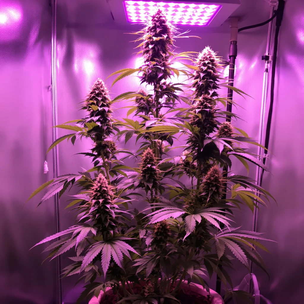 Dynamite Diesel 19% indica / 81% sativa flower with visible trichomes