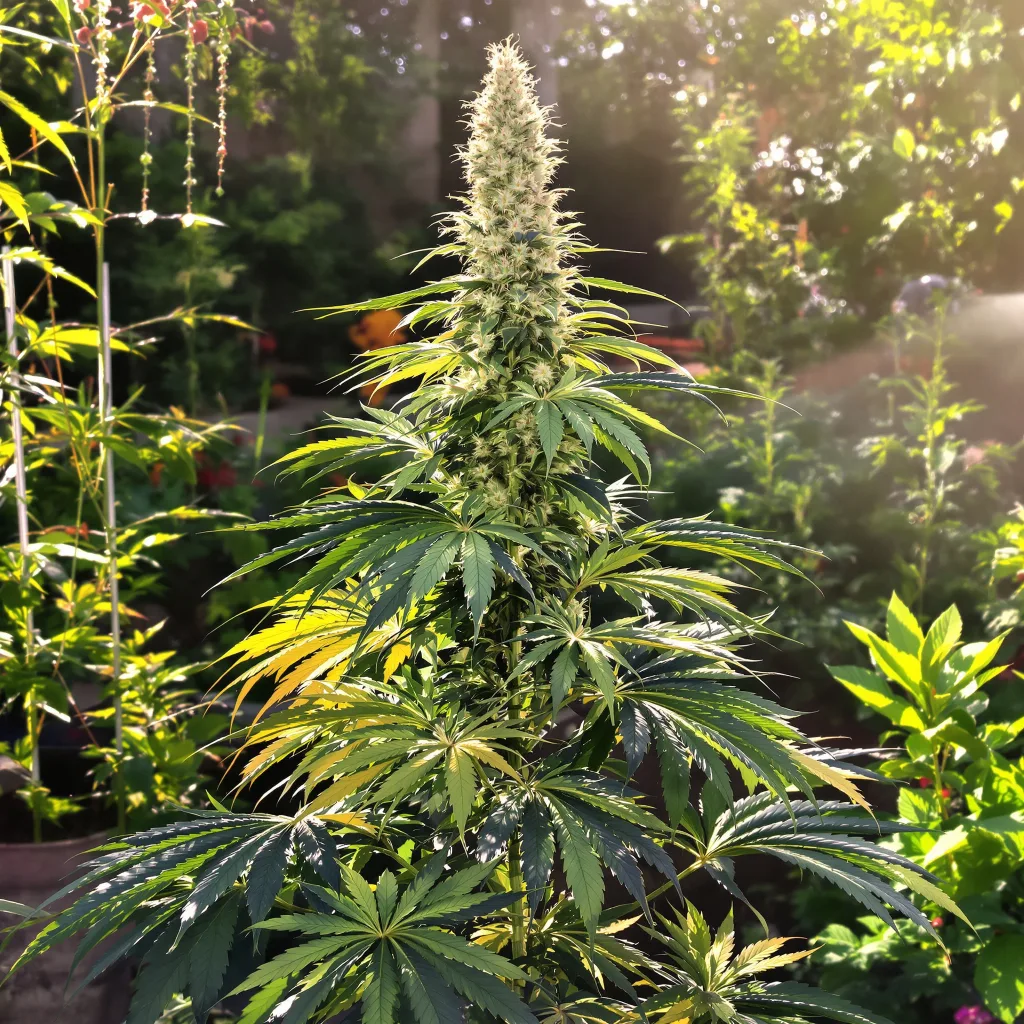 Dynamite Diesel 19% indica / 81% sativa flower with visible trichomes
