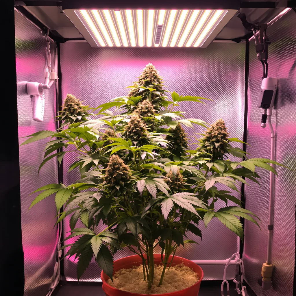 Early Skunk 67% indica / 33% sativa flower with visible trichomes