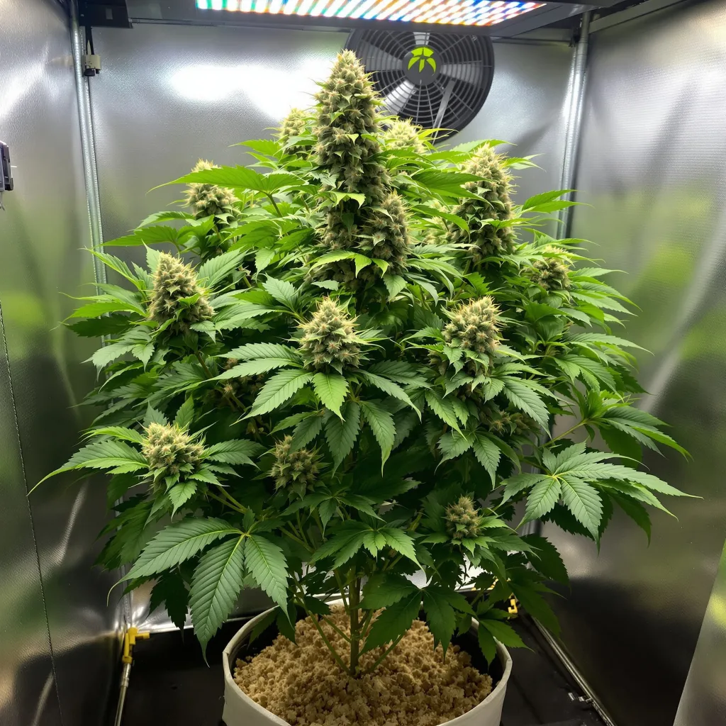 Edelweiss 77% indica / 23% sativa flower with visible trichomes