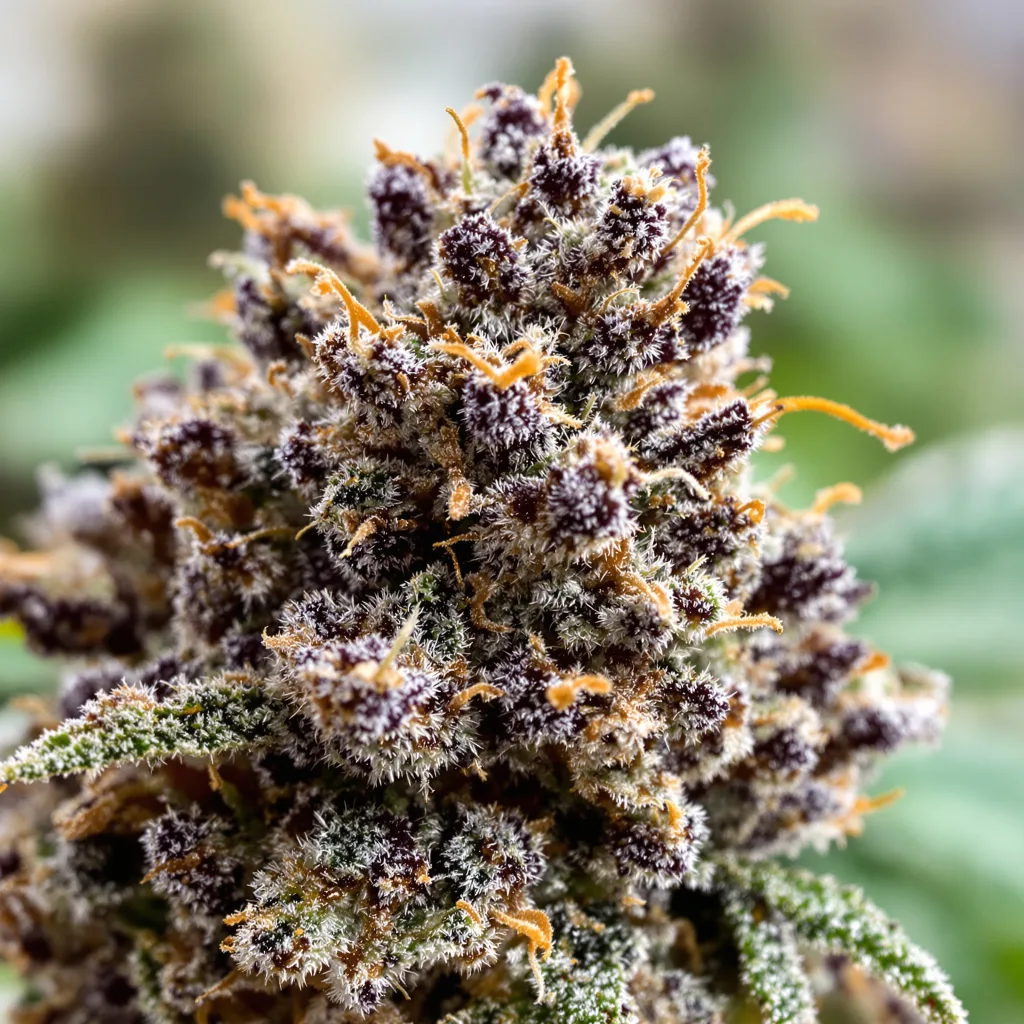 El Jefe cannabis bud close-up showing dense purple-tinged calyxes