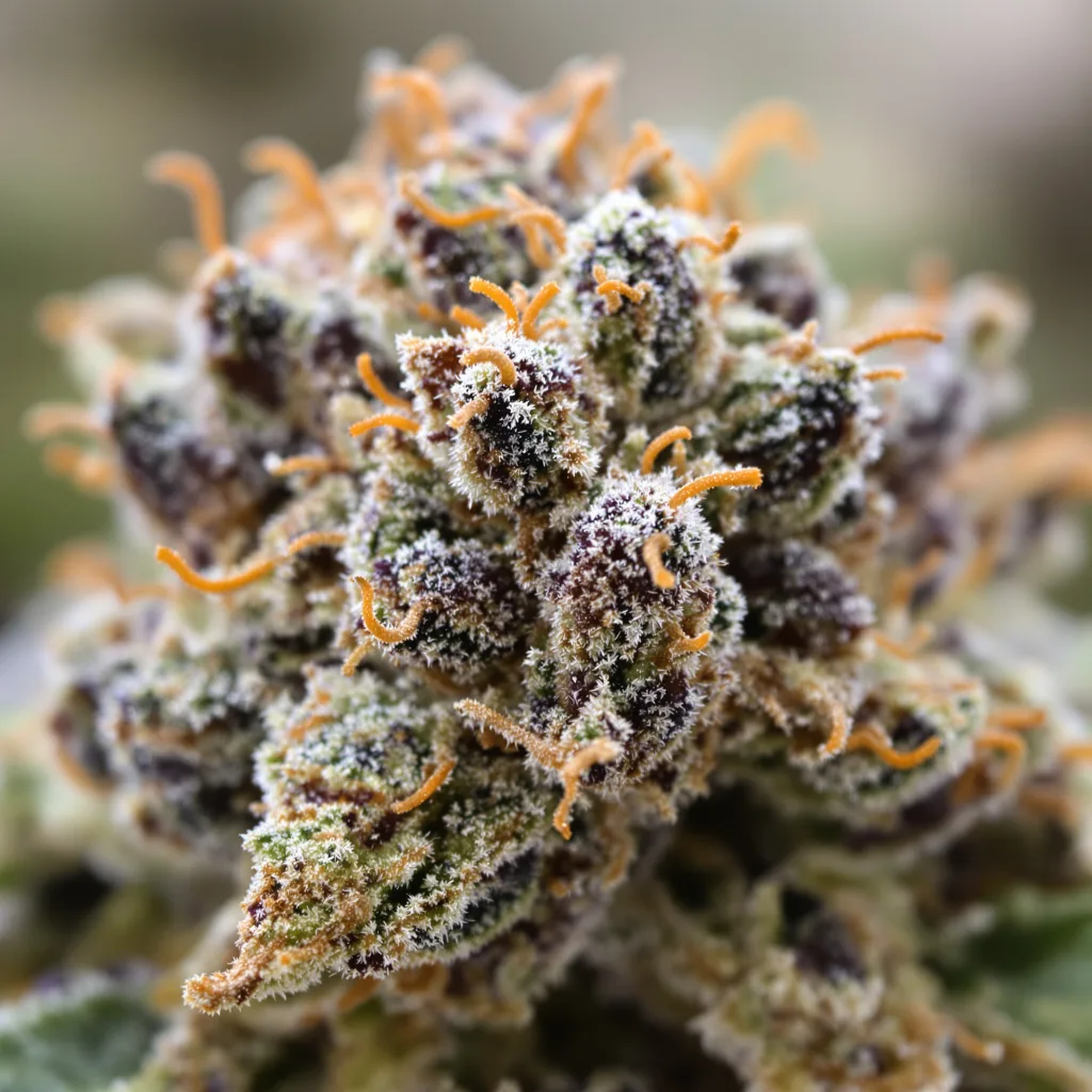 Endless Sky cannabis bud close-up showing dense purple-tinged calyxes