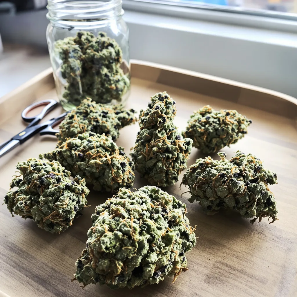 Envy 44% indica / 56% sativa flower with visible trichomes