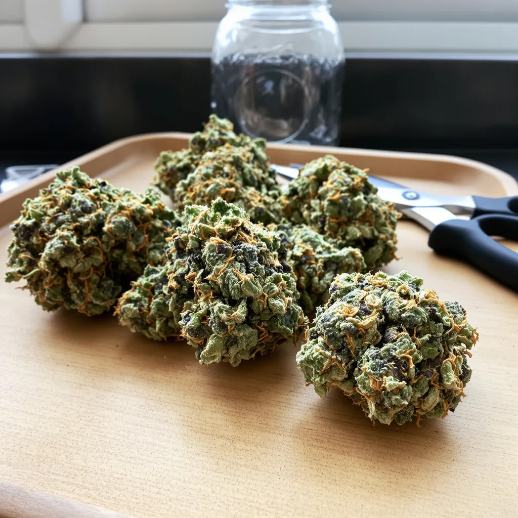 Eran Almog 85% indica / 15% sativa flower with visible trichomes