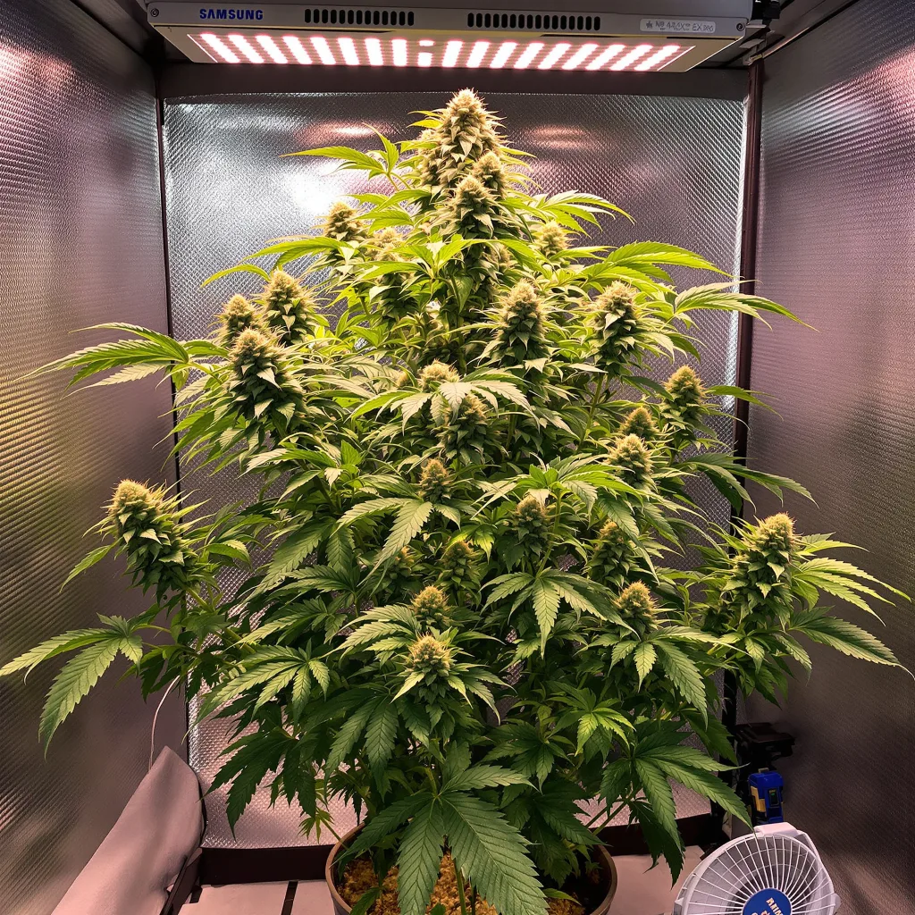 Ewok 64% indica / 36% sativa flower with visible trichomes