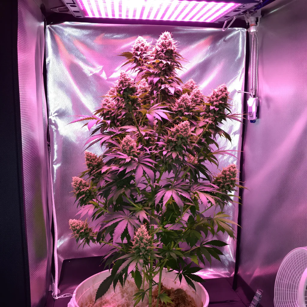 Exodus Cheese 50% indica / 50% sativa flower with visible trichomes
