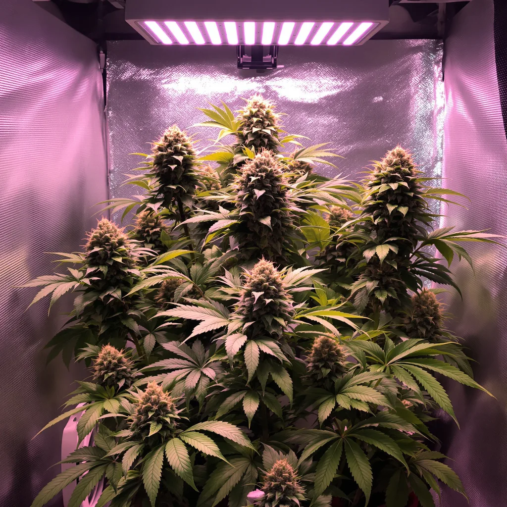 Face Off OG 75% indica / 25% sativa flower with visible trichomes