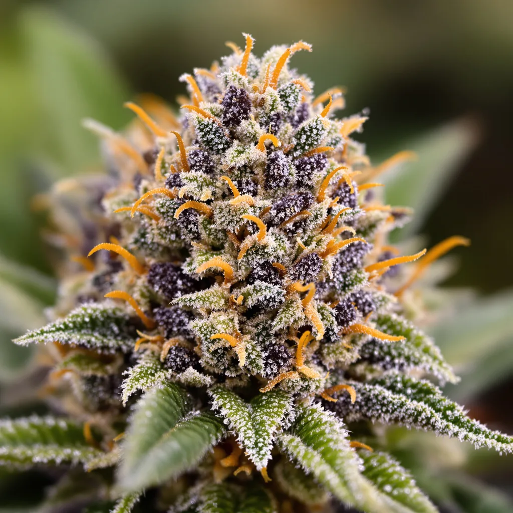 Fat Purple cannabis bud close-up showing dense purple-tinged calyxes