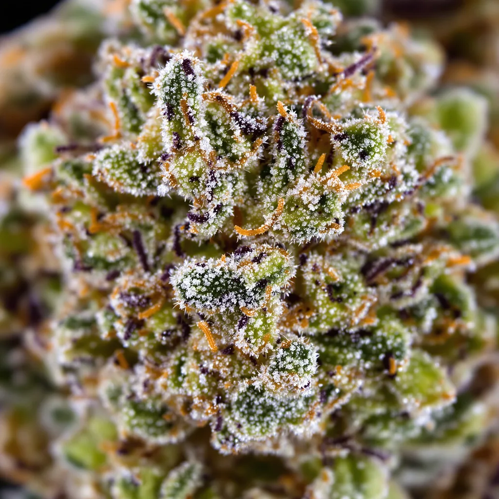 Faygo Red Pop cannabis bud close-up showing open-bud structure with orange pistils