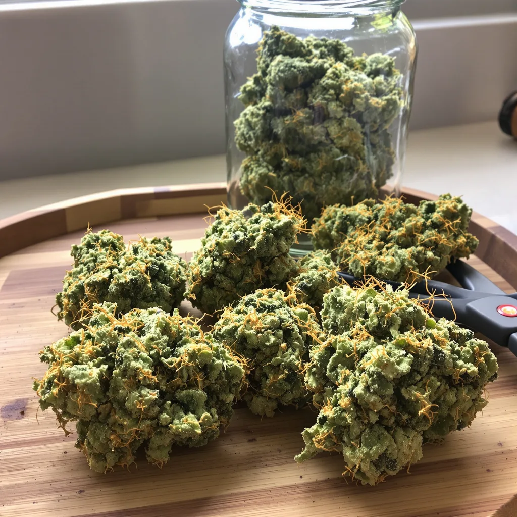 Flying Princess 18% indica / 82% sativa flower with visible trichomes