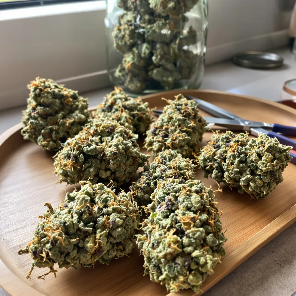 Four Star General 62% indica / 38% sativa flower with visible trichomes