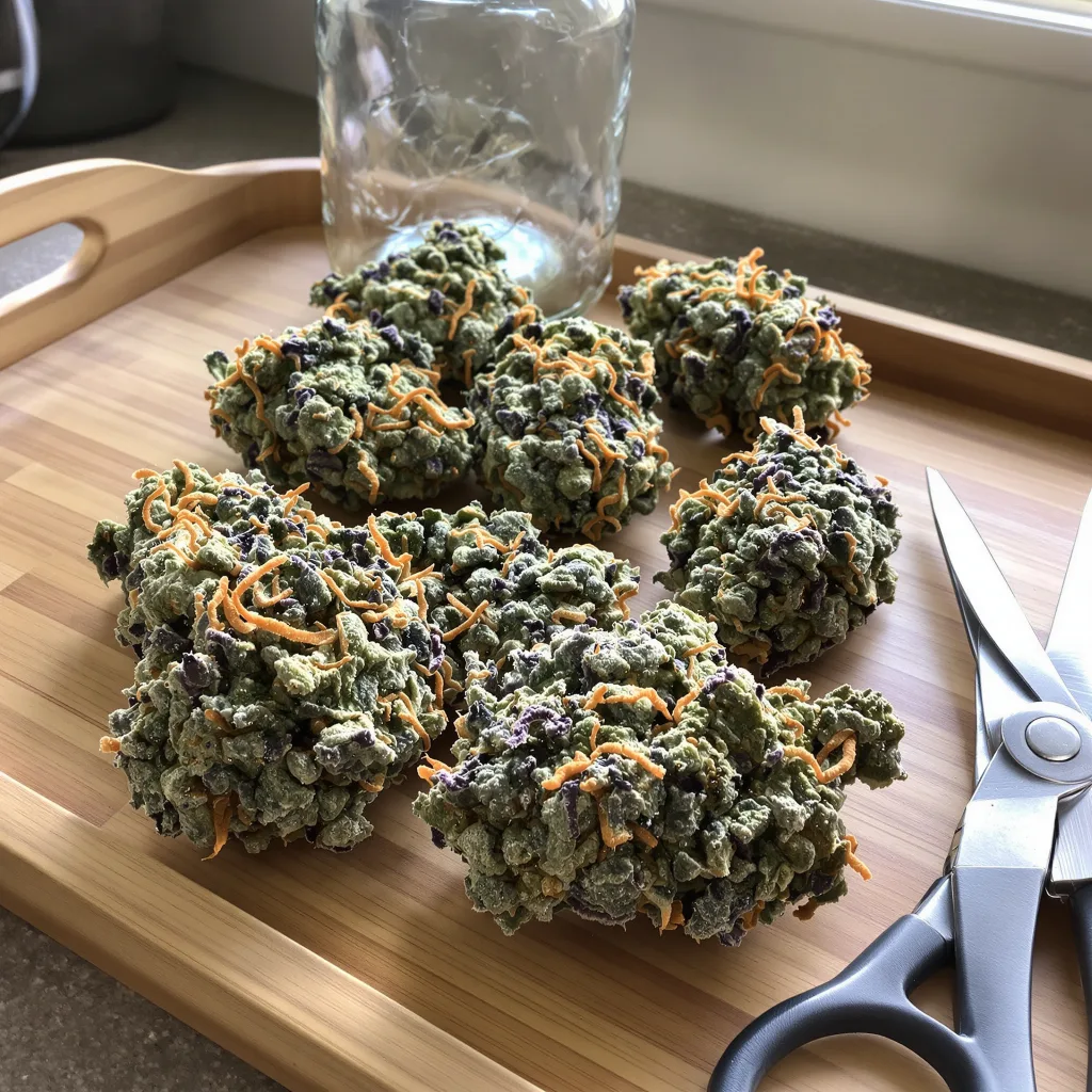 Fruity Pebbles 50% indica / 50% sativa flower with visible trichomes
