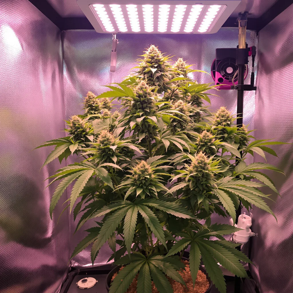 Fruity Widow 72% indica / 28% sativa flower with visible trichomes