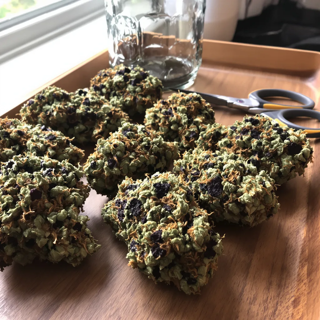 Fruitylicious 76% indica / 24% sativa flower with visible trichomes