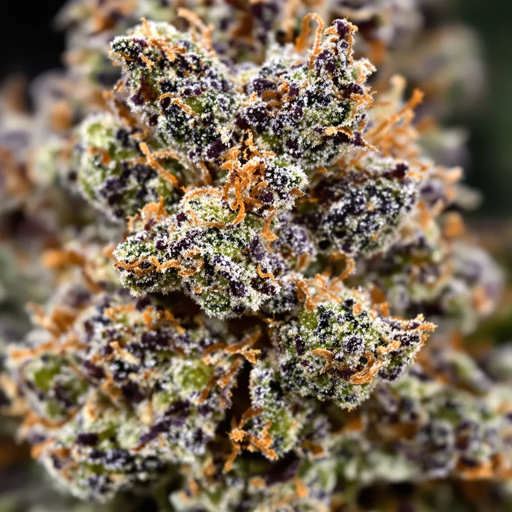 Fucking Incredible cannabis bud close-up showing dense purple-tinged calyxes