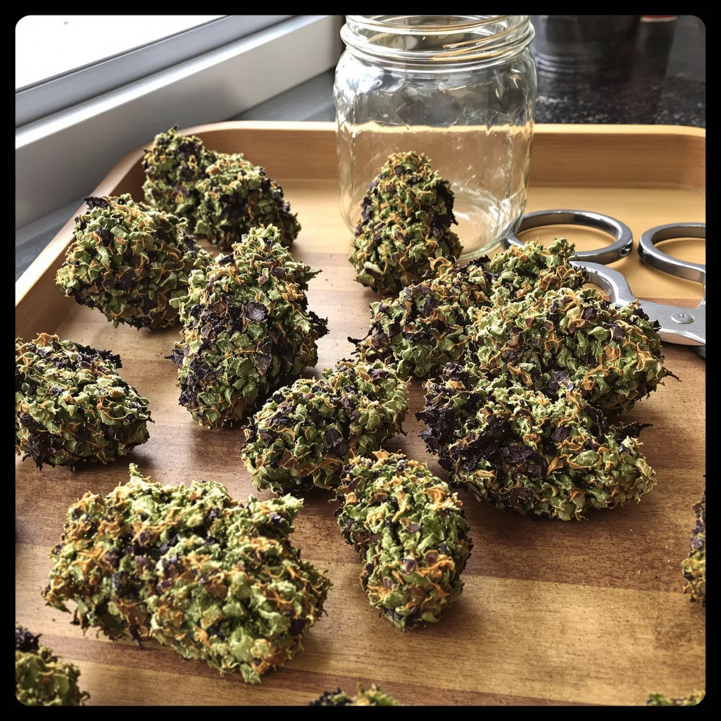 G13 Widow 65% indica / 35% sativa flower with visible trichomes