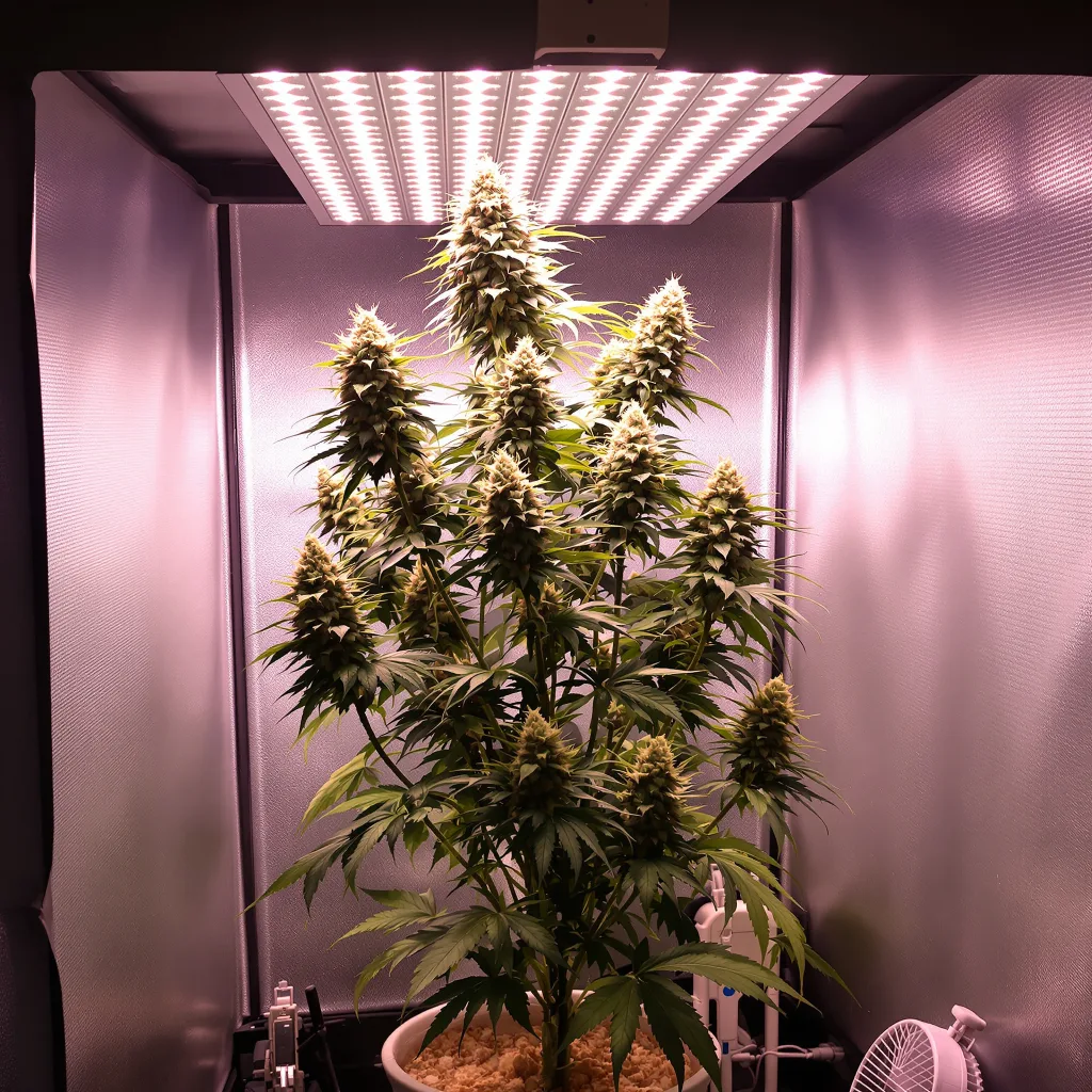 Garlic Bud 45% indica / 55% sativa flower with visible trichomes