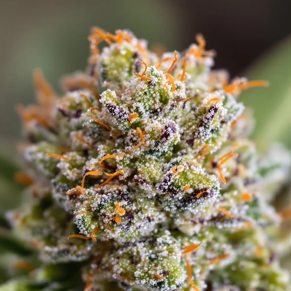 Gatekeeper OG cannabis bud close-up showing balanced bud structure with frosted trichomes