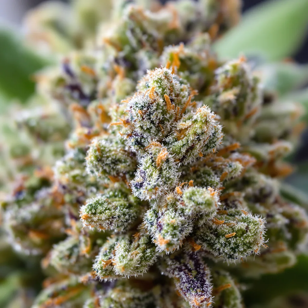 Gatekeeper OG cannabis bud close-up showing balanced bud structure with frosted trichomes