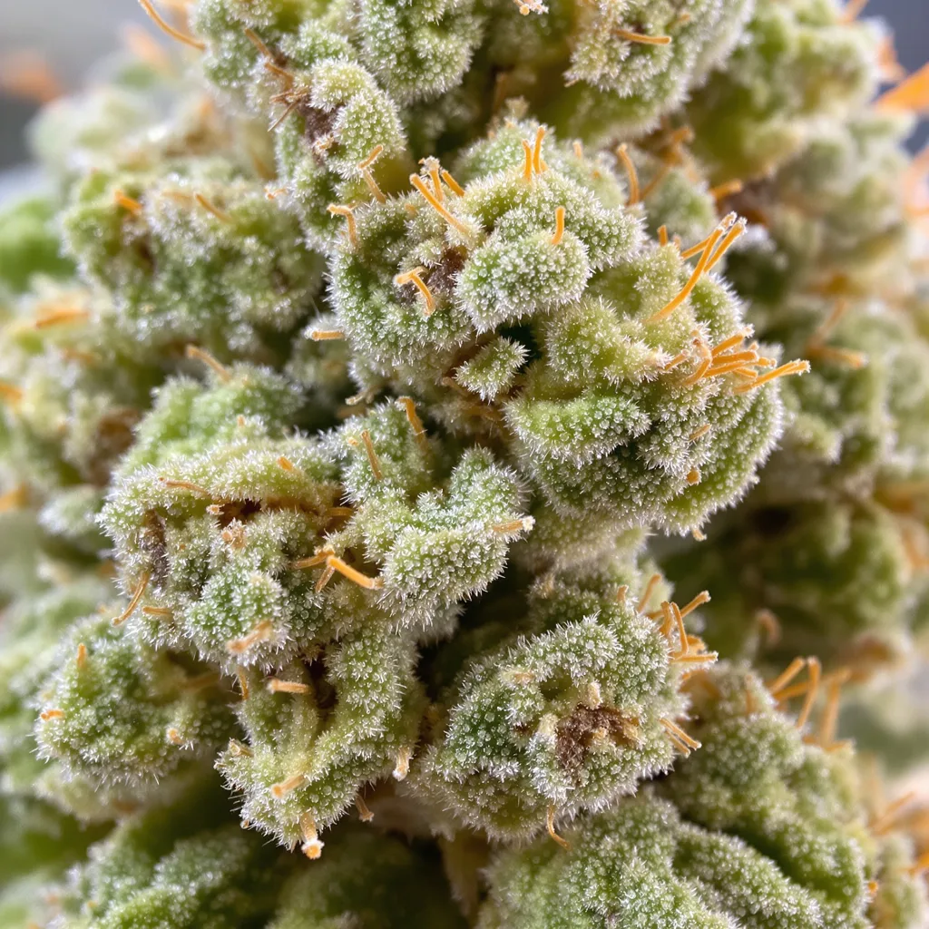 Gelato Cake cannabis bud close-up showing lime-green airy structure