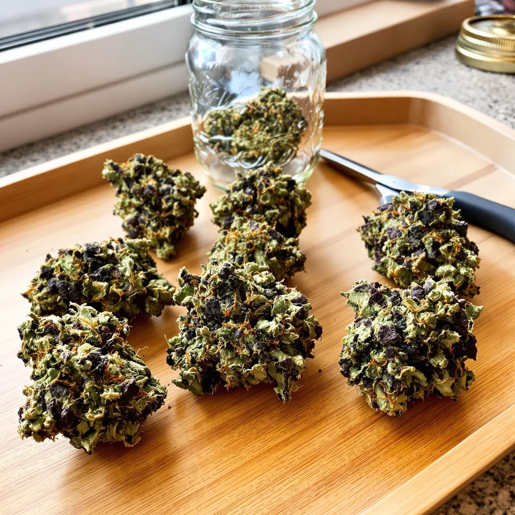 Ghost OG 75% indica / 50% sativa flower with visible trichomes