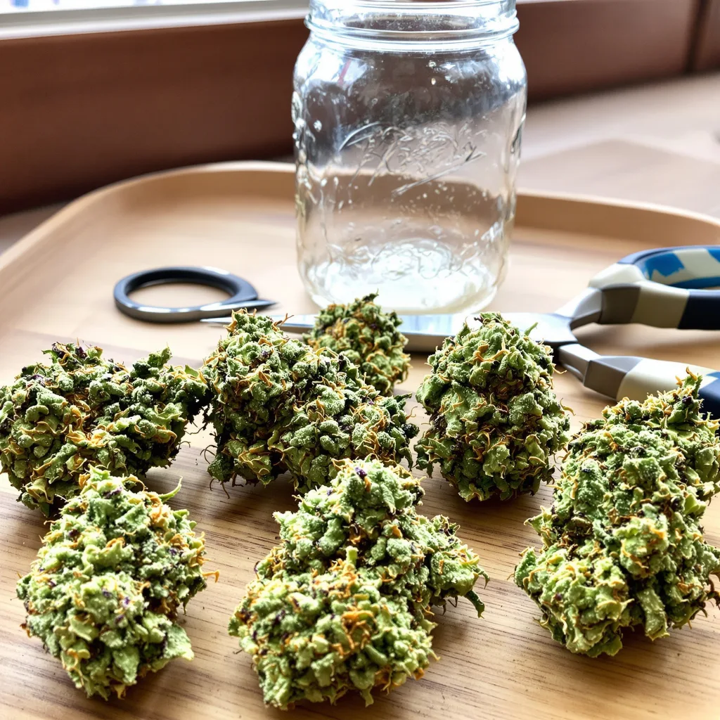 Ginger Ale 36% indica / 64% sativa flower with visible trichomes
