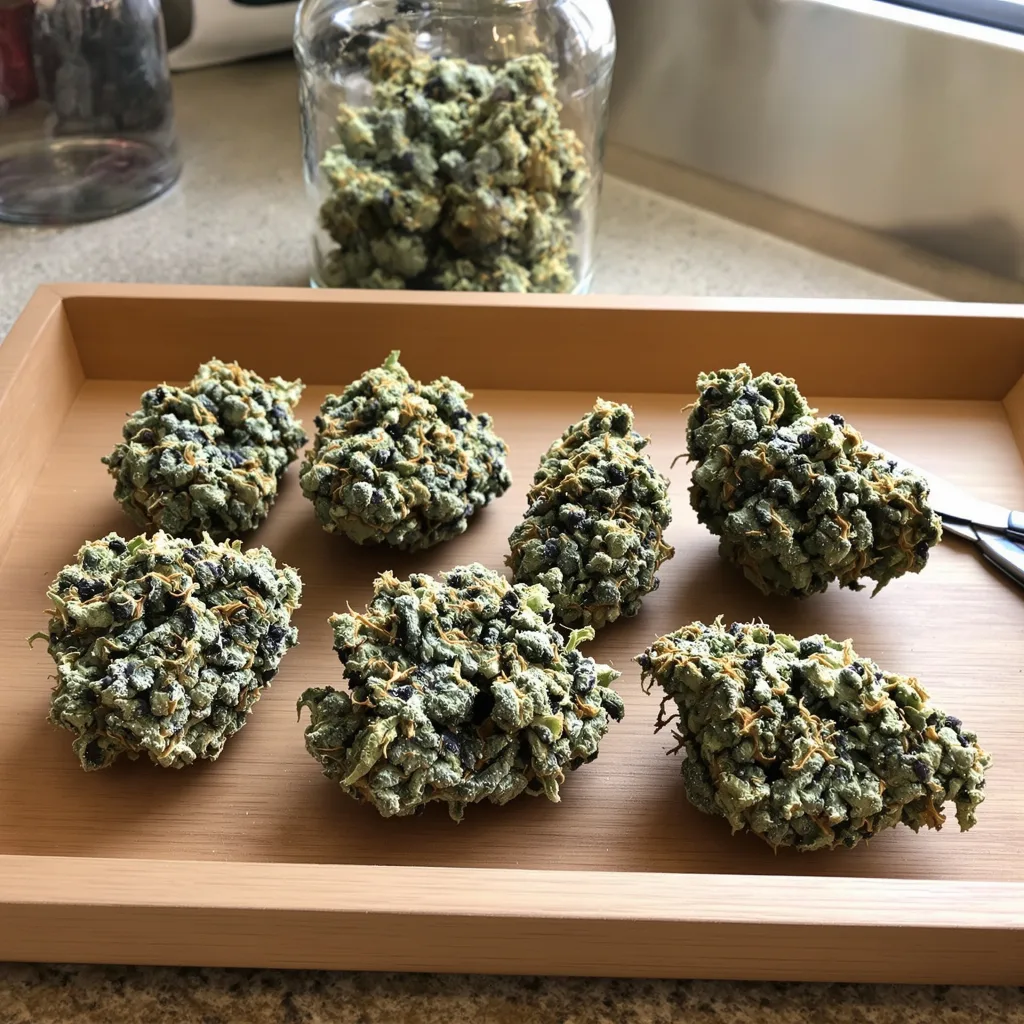 Glass Apple 42% indica / 58% sativa flower with visible trichomes
