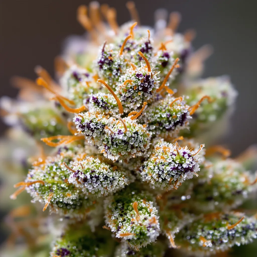 Glass Slipper cannabis bud close-up showing open-bud structure with orange pistils