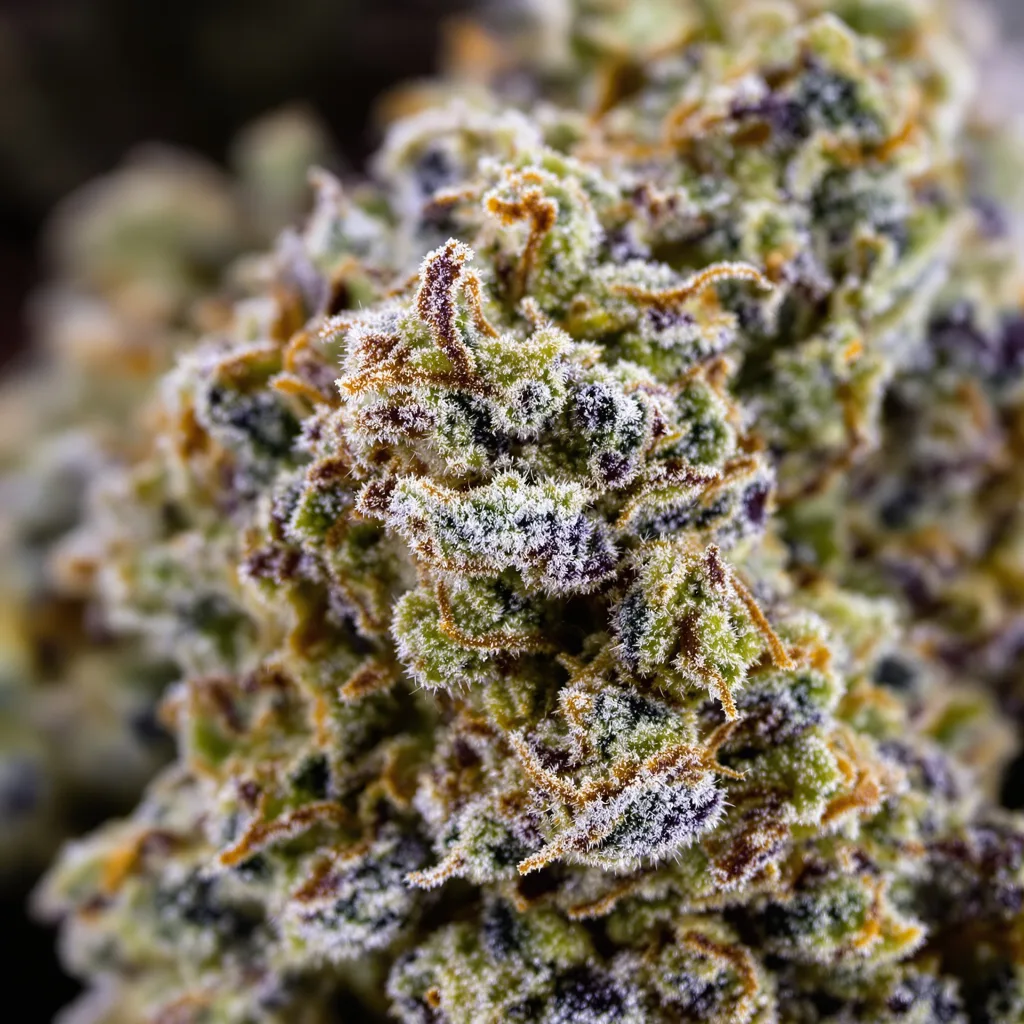 Go Time cannabis bud close-up showing balanced bud structure with frosted trichomes
