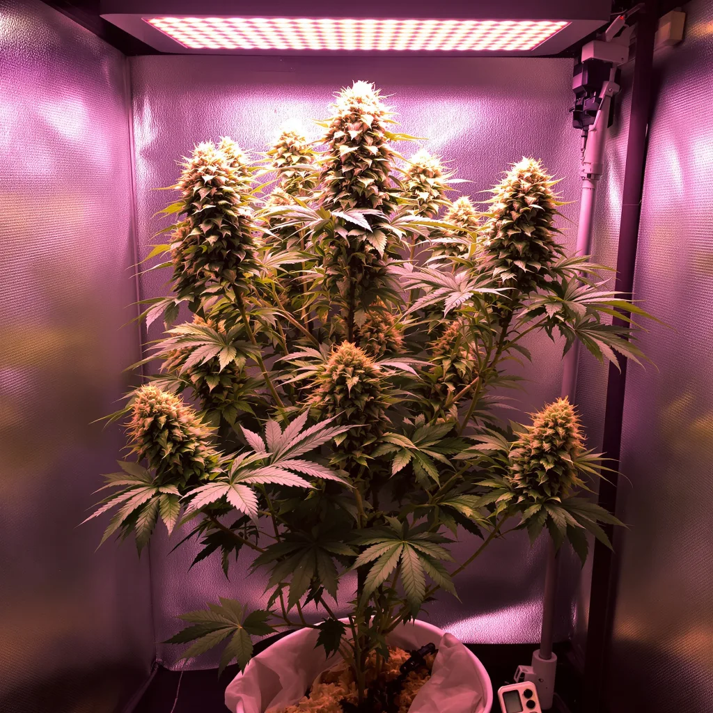 G.O.A.T Pack 50% indica / 50% sativa flower with visible trichomes