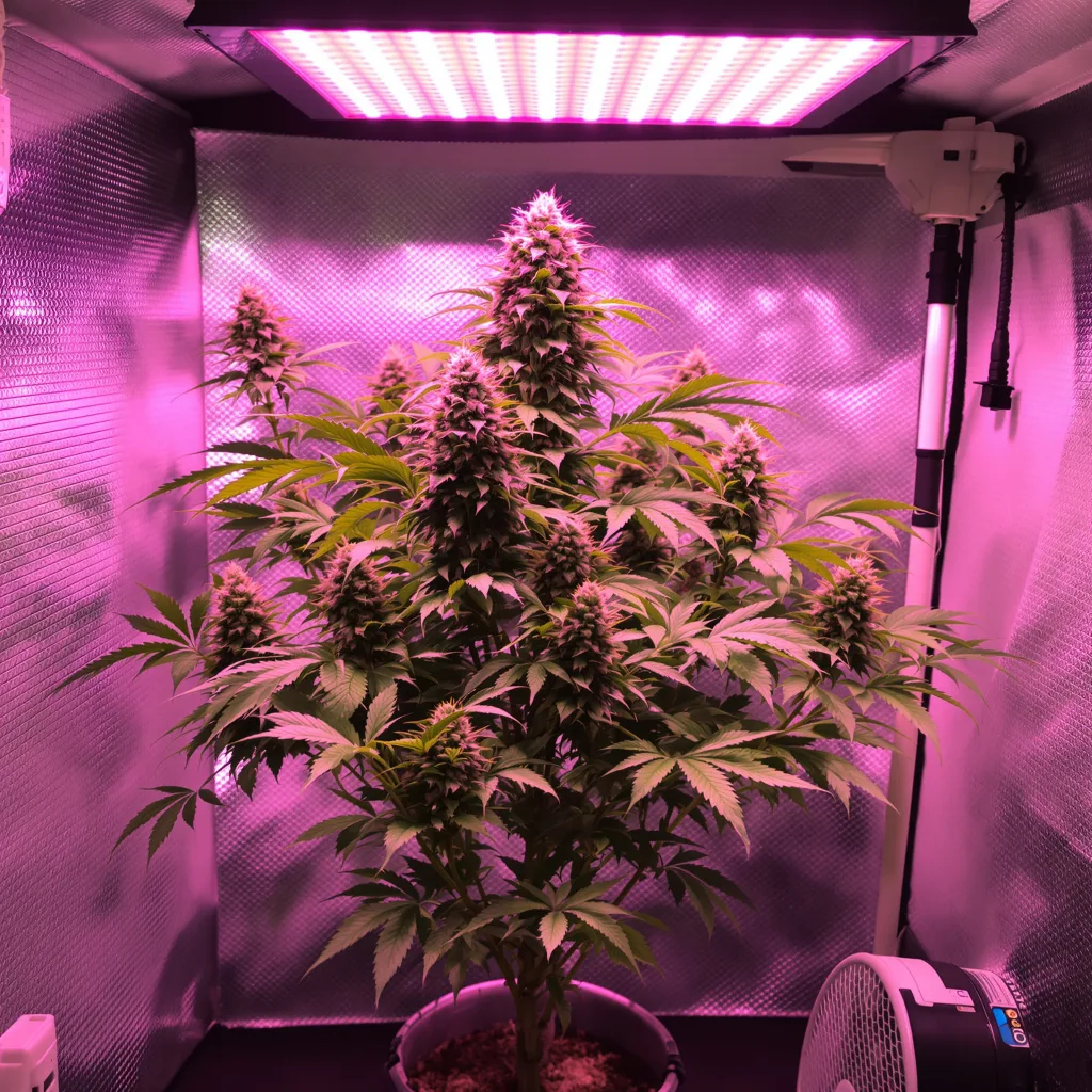 Goatlato 65% indica / 35% sativa flower with visible trichomes