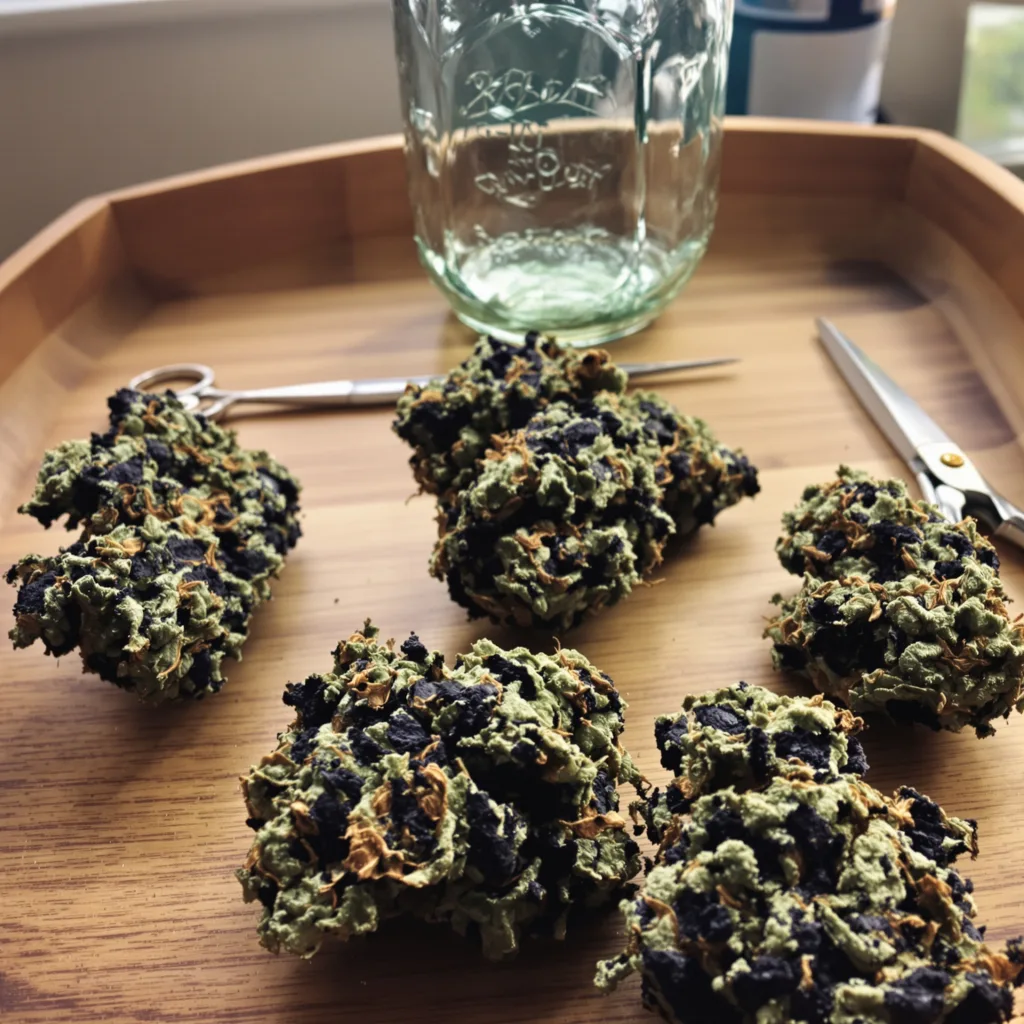Goatlato 65% indica / 35% sativa flower with visible trichomes