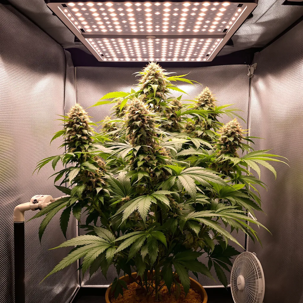 Goatlato 65% indica / 35% sativa flower with visible trichomes