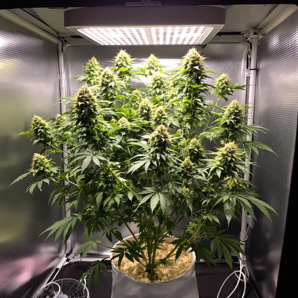 God Bud 50% indica / 50% sativa flower with visible trichomes