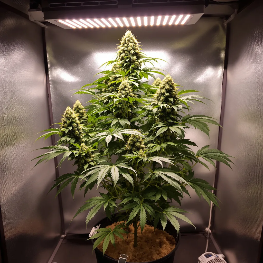 Godzilla Glue 69% indica / 31% sativa flower with visible trichomes