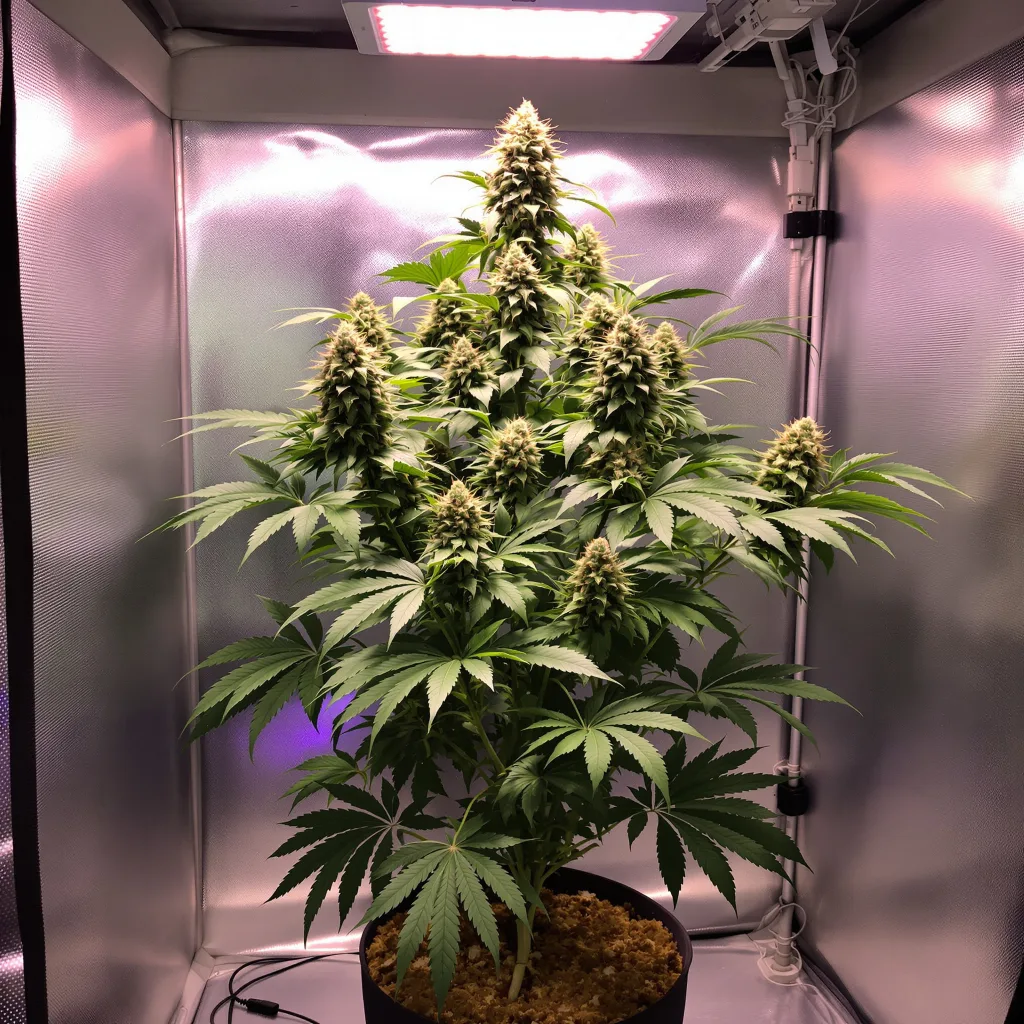 Goldberry 66% indica / 34% sativa flower with visible trichomes