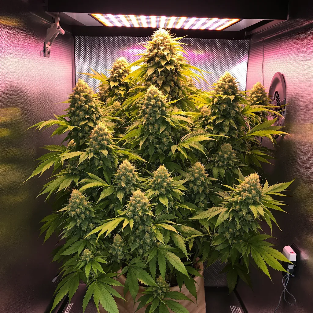 Golden Nugget 37% indica / 63% sativa flower with visible trichomes